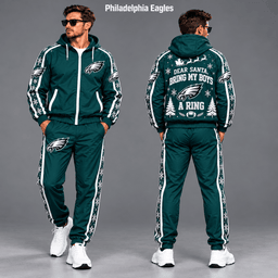 Philadelphia Eagles Dear Santa Christmas tracksuit front and back