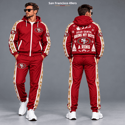 San Francisco 49ers Dear Santa Christmas tracksuit front and back