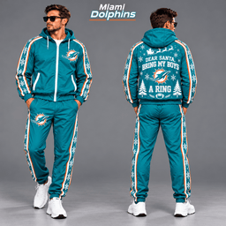 Miami Dolphins Dear Santa Christmas tracksuit front and back