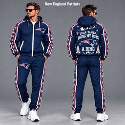 New England Patriots Dear Santa Christmas tracksuit front and back