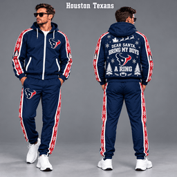 Houston Texans Dear Santa Christmas tracksuit front and back