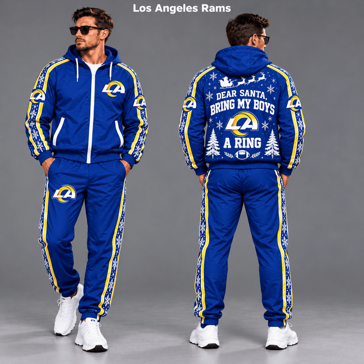 Los Angeles Rams Dear Santa Christmas tracksuit front and back