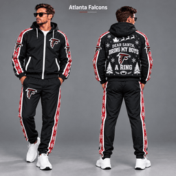 Atlanta Falcons Dear Santa Christmas tracksuit front and back