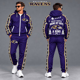 Baltimore Ravens Dear Santa Christmas tracksuit front and back