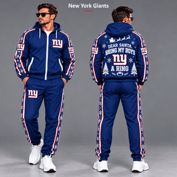New York Giants Dear Santa Christmas tracksuit front and back