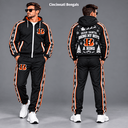 Cincinnati Bengals Dear Santa Christmas tracksuit front and back