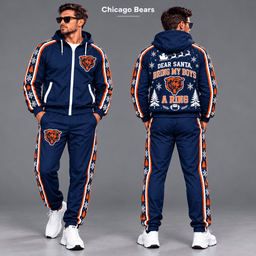 Chicago Bears Dear Santa Christmas tracksuit front and back