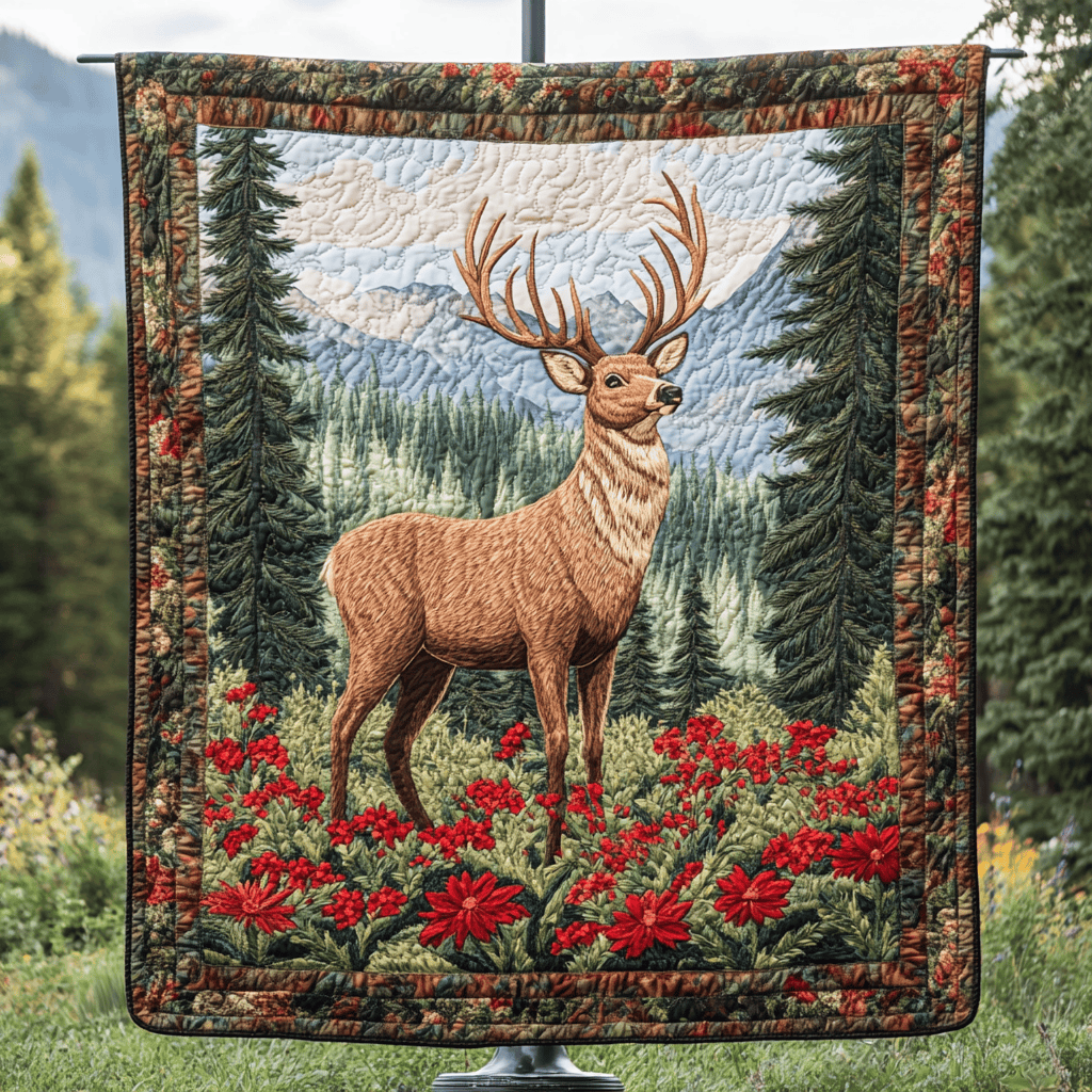 Graceful Stag Quilted Blanket NCU0DK3351