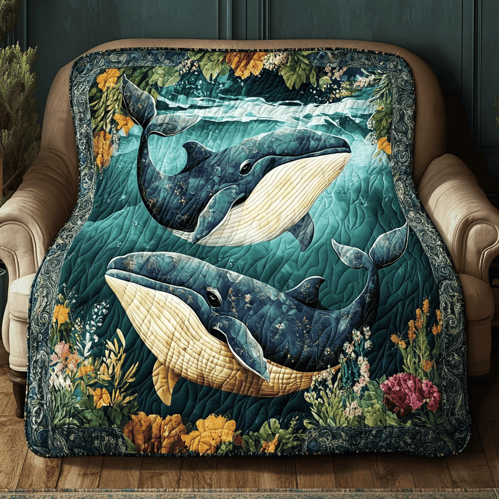 Leafy Whale Quilted Blanket NCU0TL2454
