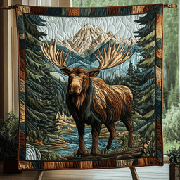 Cabin Antlers Quilted Blanket NCU0DK3386