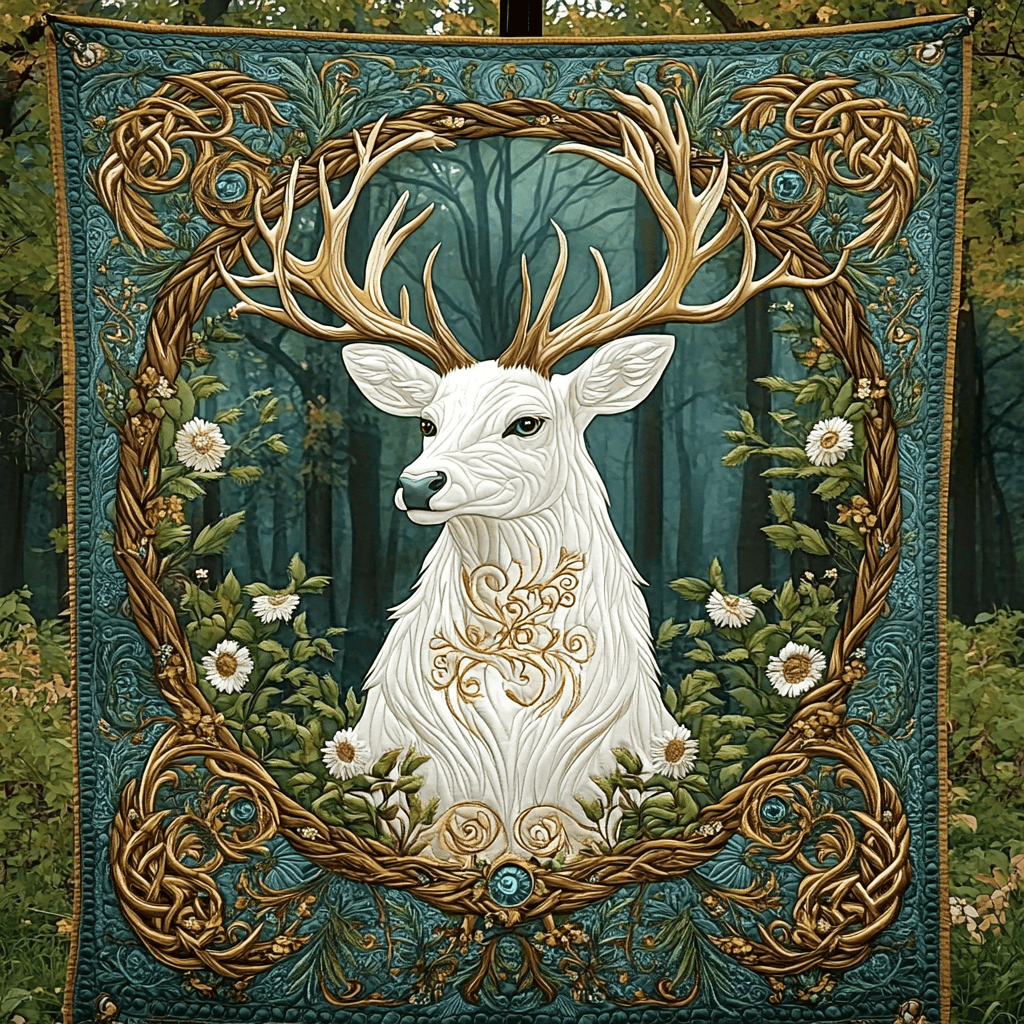 Golden Stag Quilted Blanket NCU0DK3431