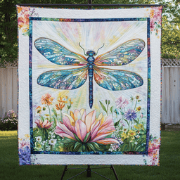 Golden Dragonfly Quilted Blanket NCU0DK3966