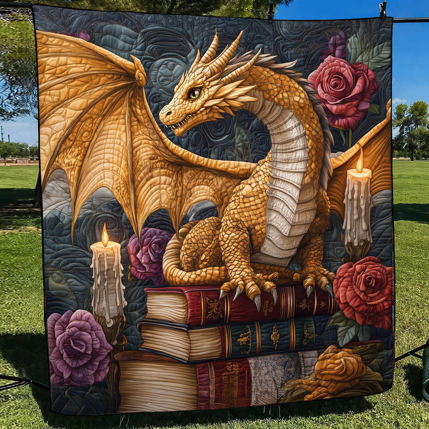 Golden Aegis Quilted Blanket NCU0DV2446