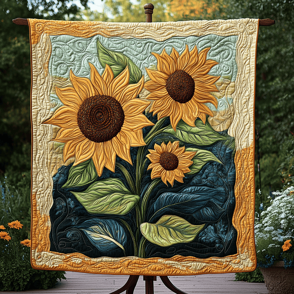 Golden Petals Quilted Blanket NCU0DK3551