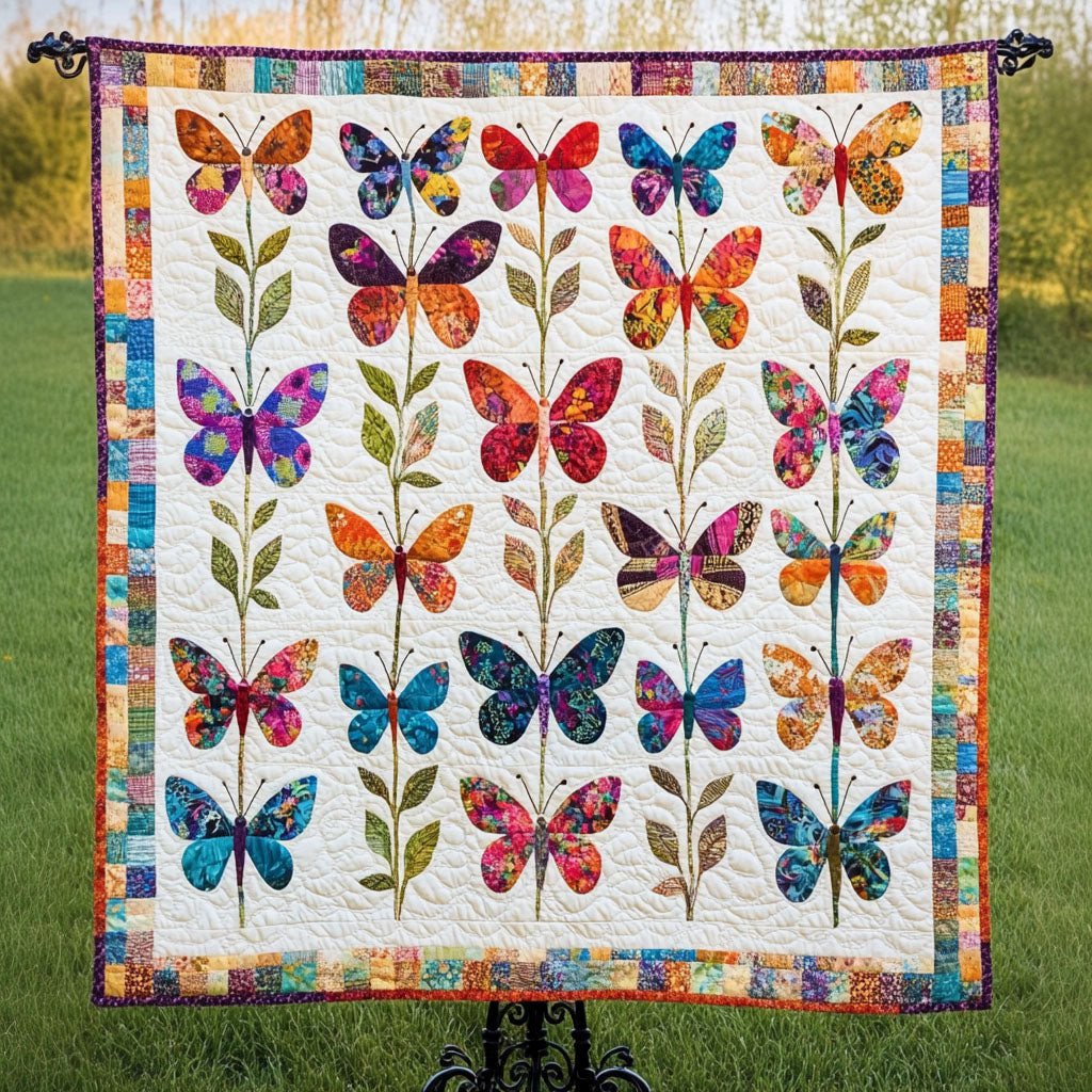 Nature Butterfly Rows Quilted Blanket NCU0NT3401