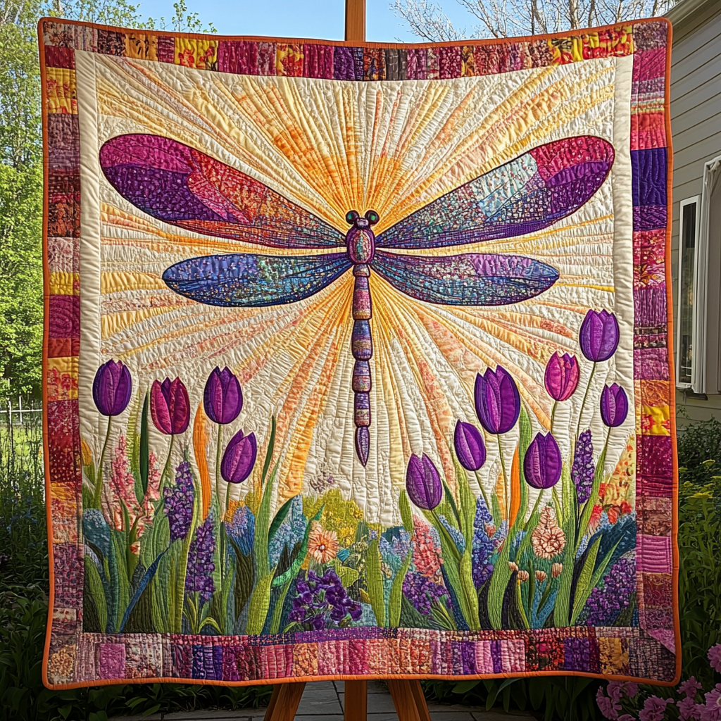 Whimsical Dragonfly Quilted Blanket NCU0DK3964