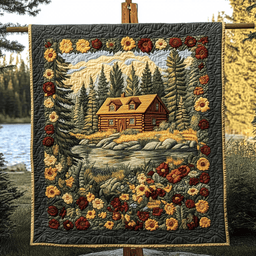 Forest Log Cabin Quilted Blanket NCU0DK3587
