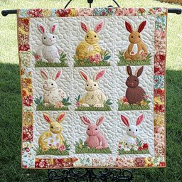 Bunny And Bow Frames Quilted Blanket NCU0NT3406