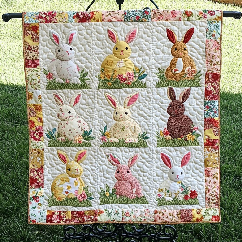 Bunny And Bow Frames Quilted Blanket NCU0NT3406