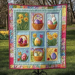 Floral Egg Garden Quilted Blanket NCU0NT3409
