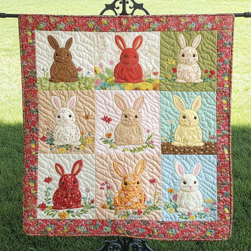 Spring Bunny Patch Quilted Blanket NCU0NT3411