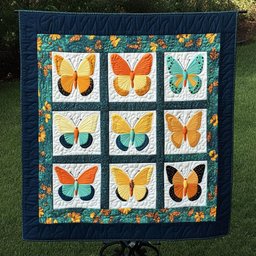 Golden Butterfly Quilted Blanket NCU0NT3399