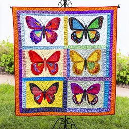 Colorful Butterfly Squares Quilted Blanket NCU0NT3396