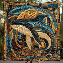 Ocean Whale Tale Quilted Blanket NCU0DK4001