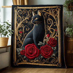 Velvet Paws and Roses Quilted Blanket NCU0DV2555