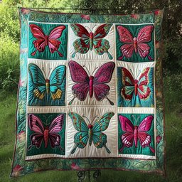 Elegant Floral Butterflies Quilted Blanket NCU0NT3398