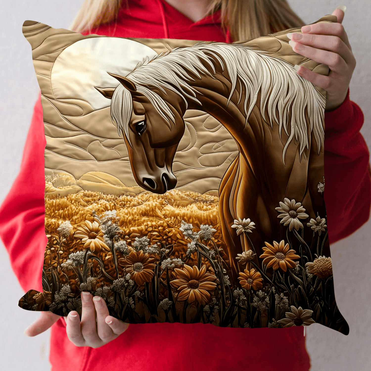 Golden Gallop Quilted Pillow Case NCU0DV2945