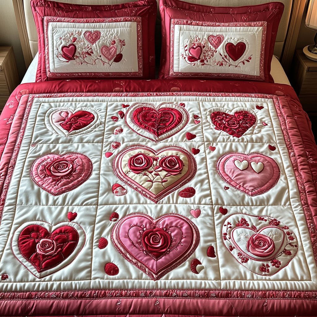 Velvet Heart 3-Piece Quilted Bedding Set NCU0NT2605