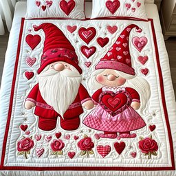 Gnome Heartstrings 3-Piece Quilted Bedding Set NCU0NT2607