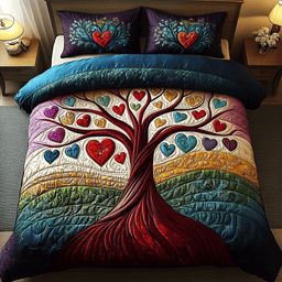 Tree of Love 3-Piece Quilted Bedding Set NCU0DK3171