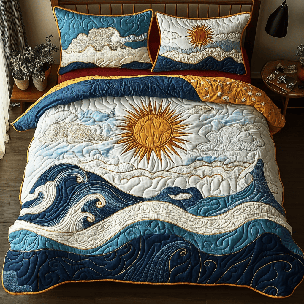 Sunlit Pathways 3-Piece Quilted Bedding Set NCU0VL896