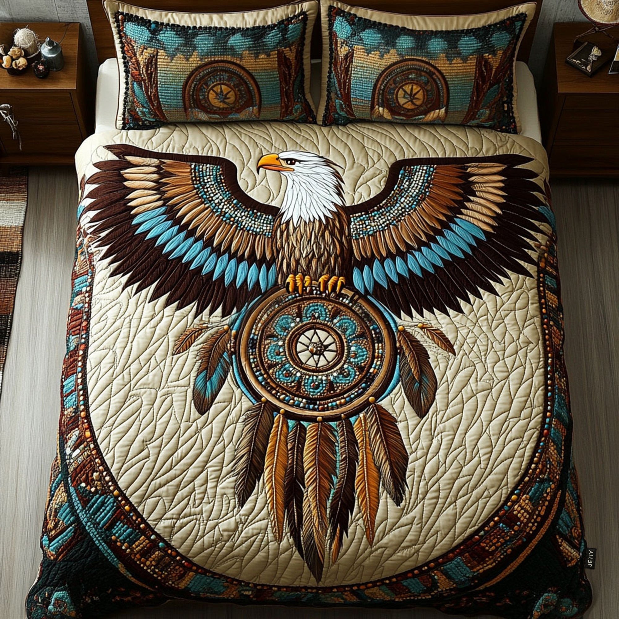 Sacred Feather Watcher 3-Piece Quilted Bedding Set NCU0PT2945