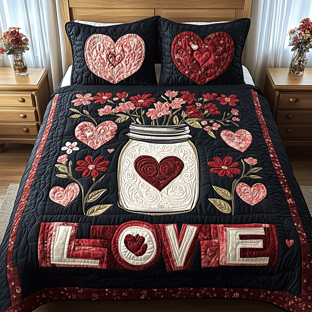 Love Garden 3-Piece Quilted Bedding Set NCU0TL2363