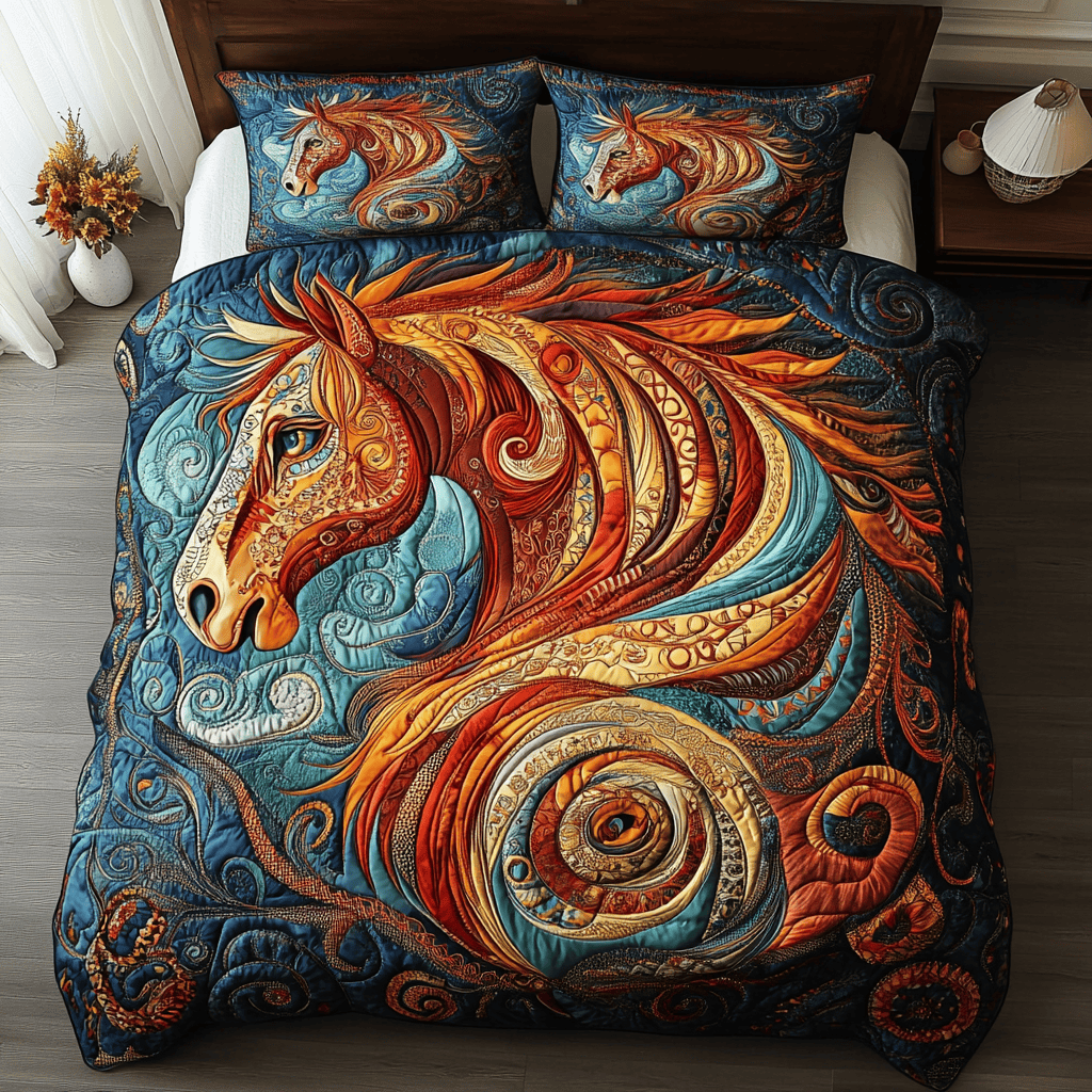 Galloping Heritage 3-Piece Quilted Bedding Set NCU0DK3231