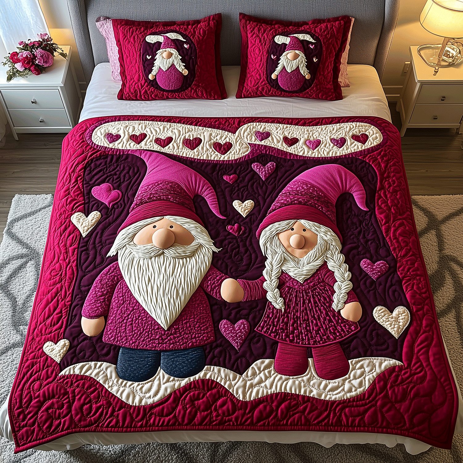 Endless Love Story 3-Piece Quilted Bedding Set NCU0TH2475