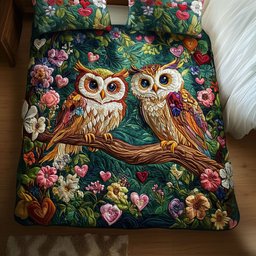 Twinkling Eyes of Love 3-Piece Quilted Bedding Set NCU0PT2979