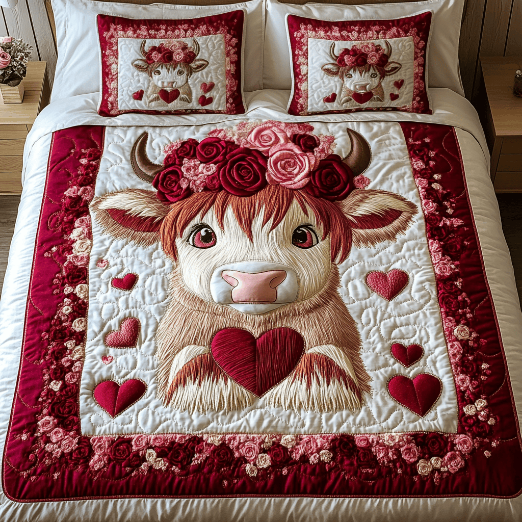 Blossom Moo 3-Piece Quilted Bedding Set NCU0VH1343