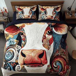 Colorful Cow 3-Piece Quilted Bedding Set NCU0TL2381