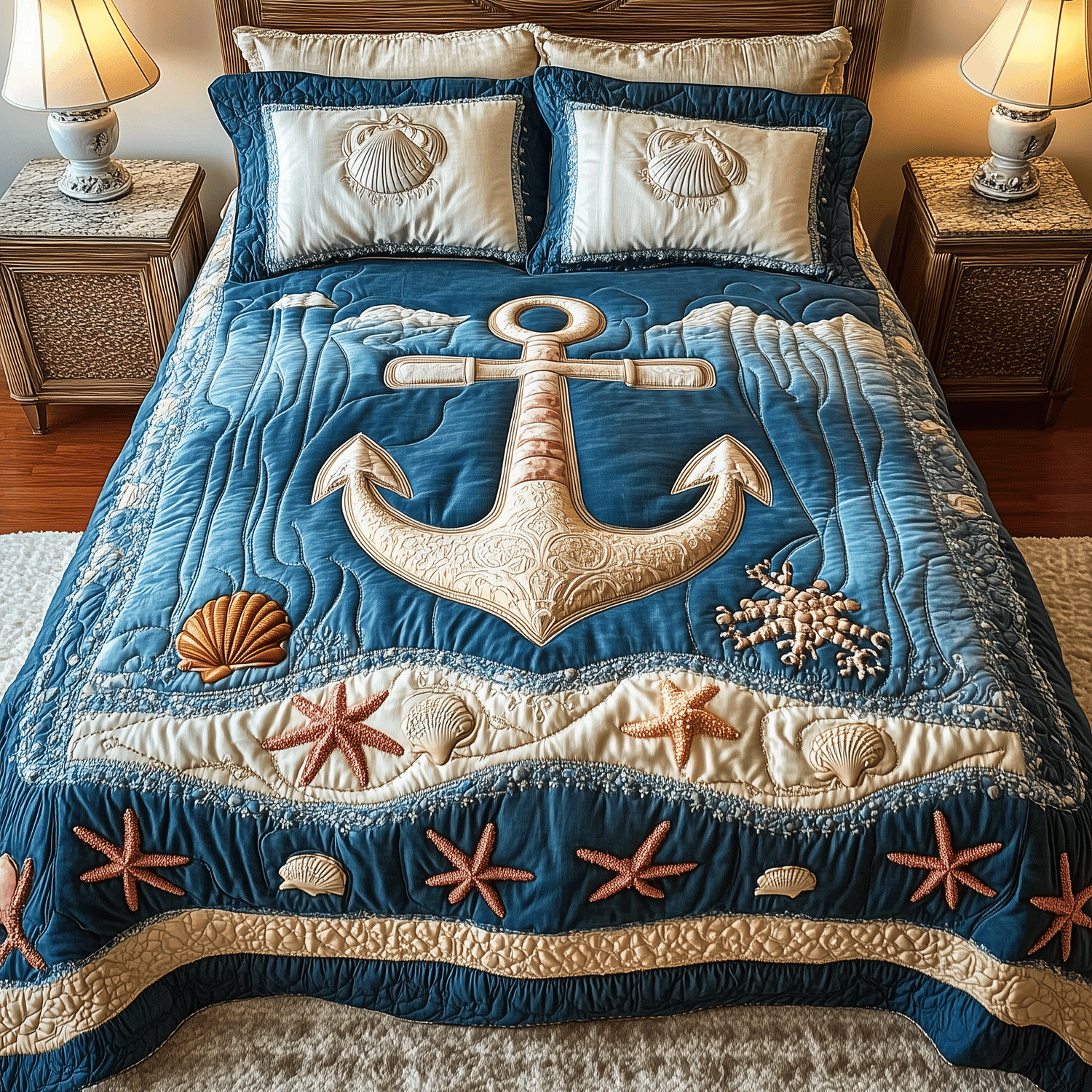 Seaside Serenity 3-Piece Quilted Bedding Set NCU0TH2450
