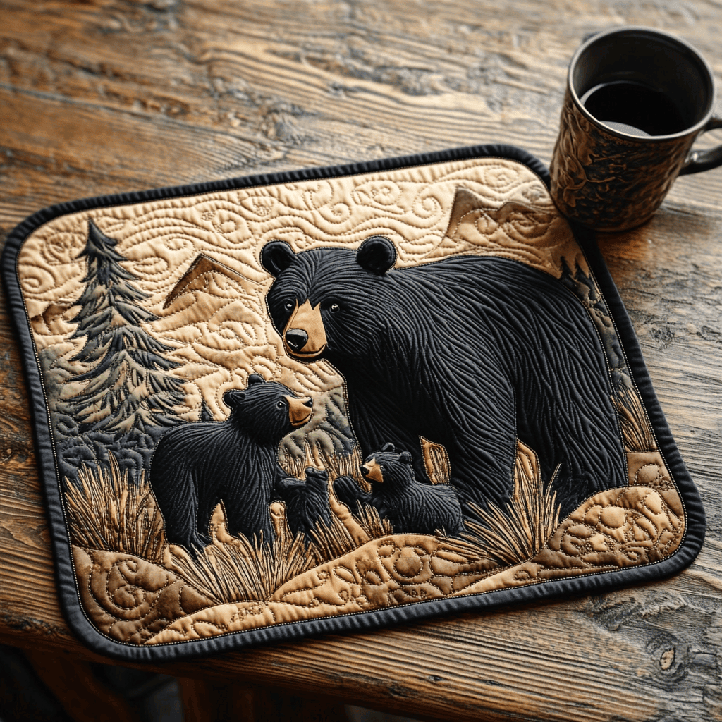 Black Bear Family Quilted Place Mat NCU0DV2897