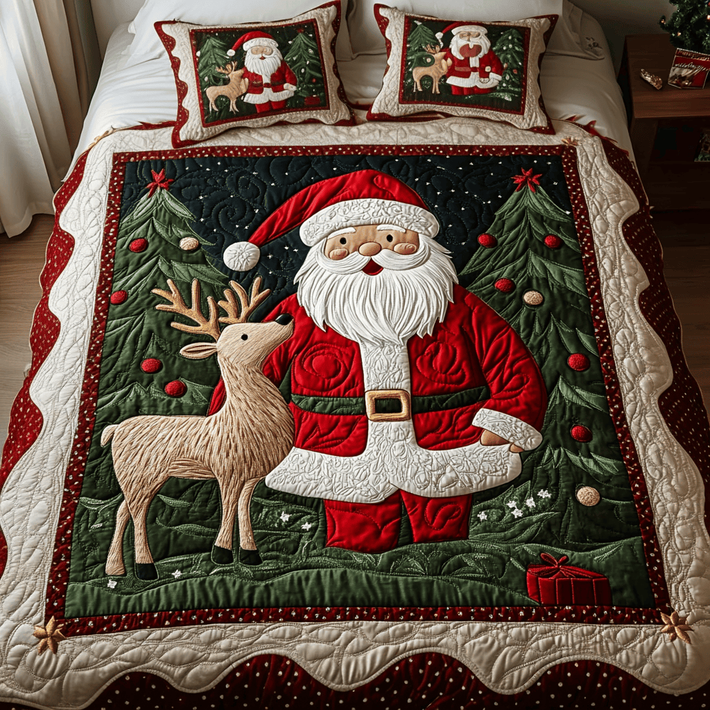 Reindeer Games 3-Piece Quilted Bedding Set NCU0VH1299