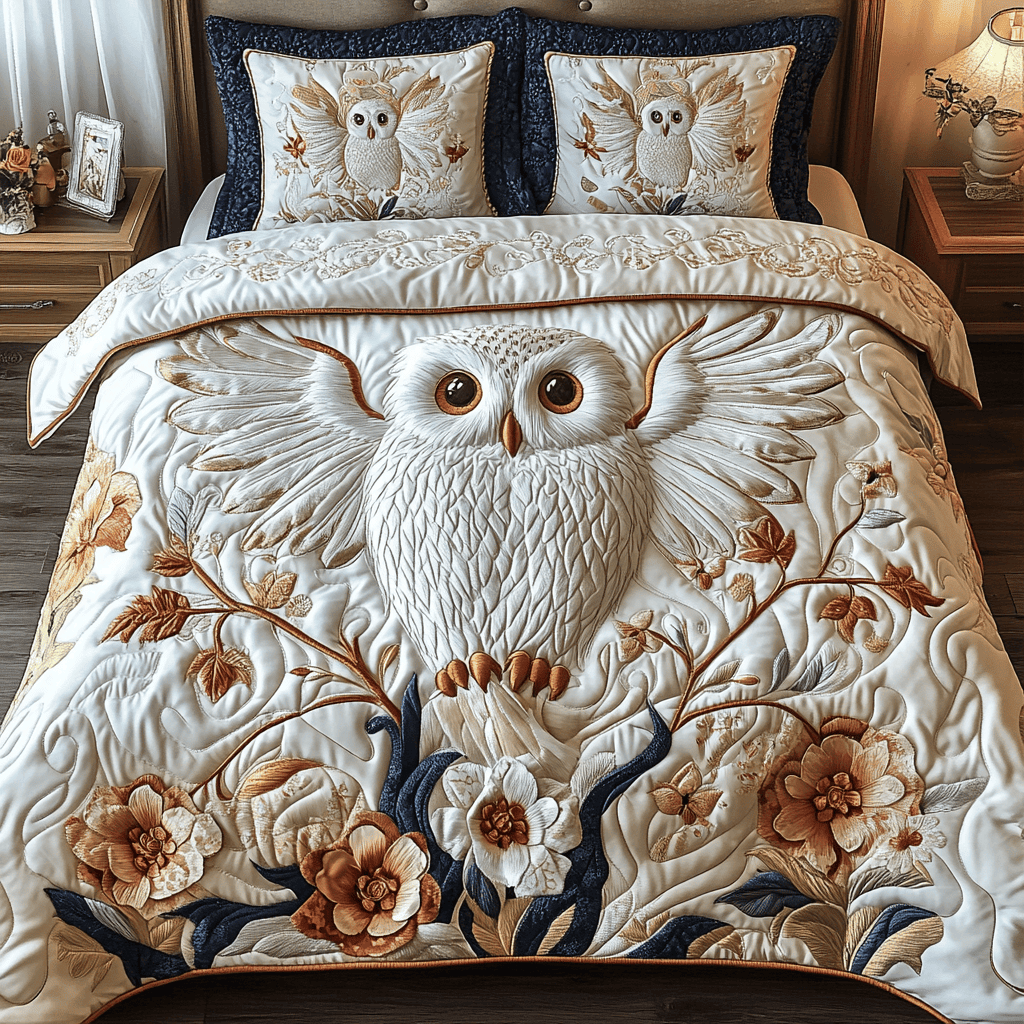 Owl Glow 3-Piece Quilted Bedding Set NCU0VH1466