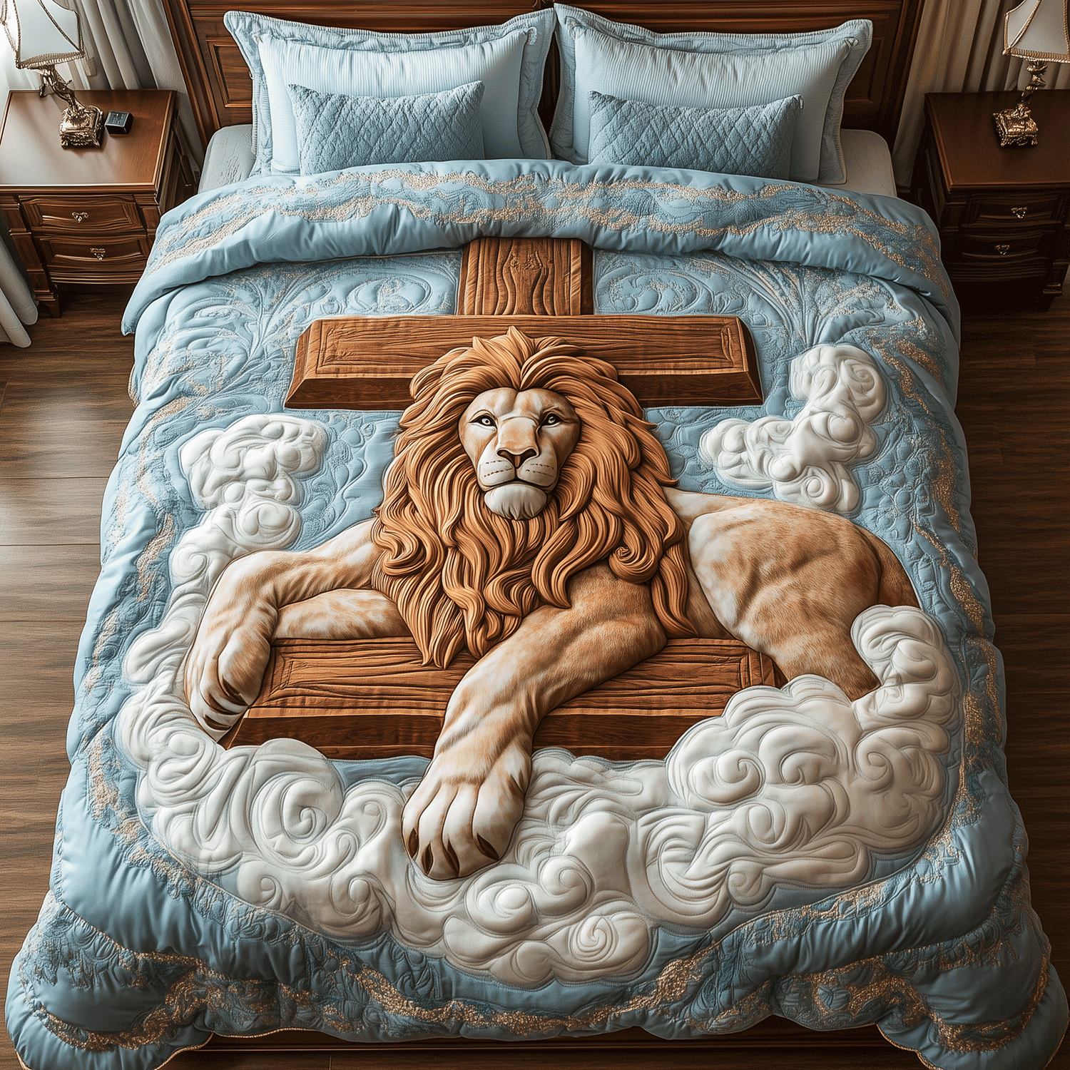 Crossed Lion Path 3-Piece Quilted Bedding Set NCU0TH2416