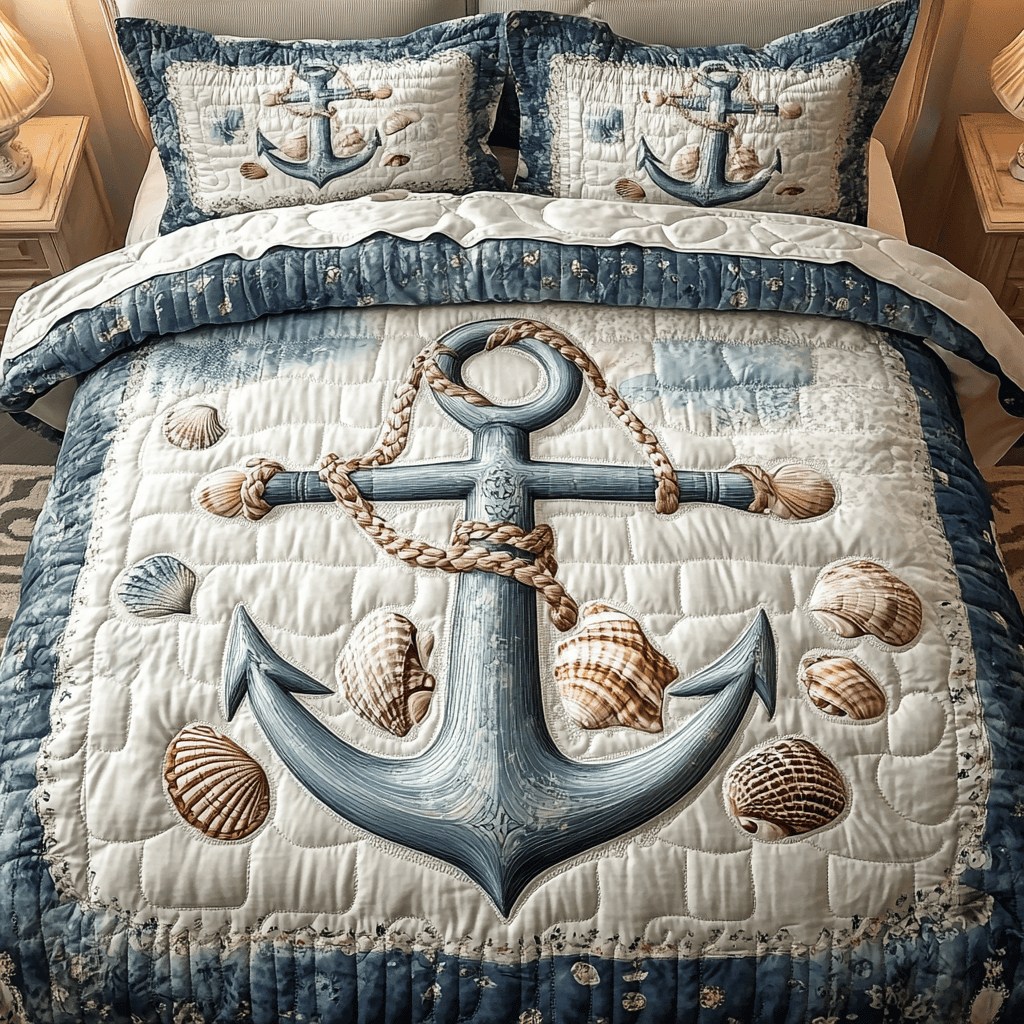 Anchor Of Comfort 3-Piece Quilted Bedding Set NCU0VL886