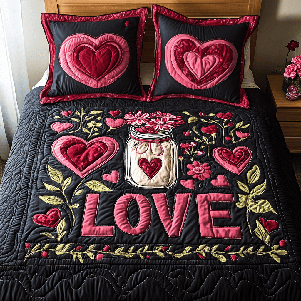 Love Captured 3-Piece Quilted Bedding Set NCU0TL2362