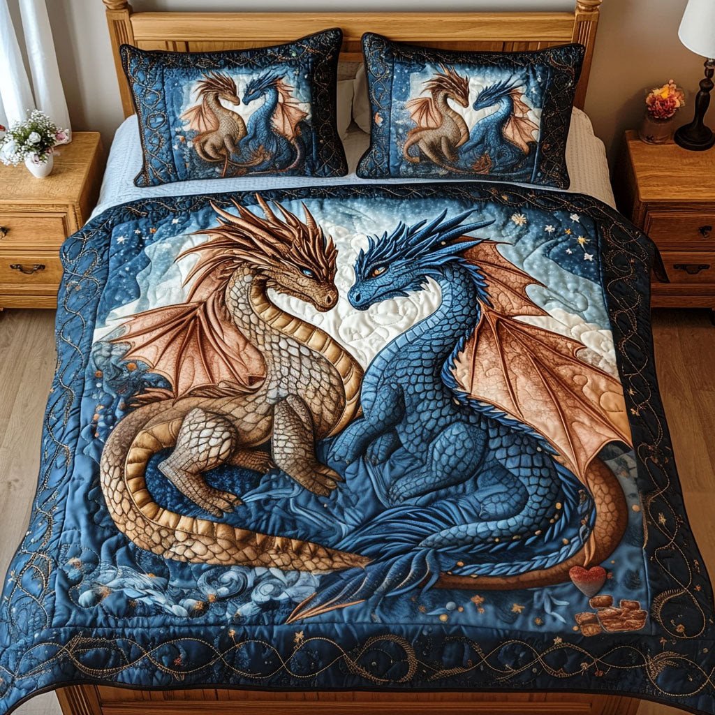 Heart of Dragons 3-Piece Quilted Bedding Set NCU0NT2616